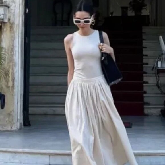 NWT ZARA RUFFLY WAIST SKIRT WHIT POCKETS - Picture 5 of 15